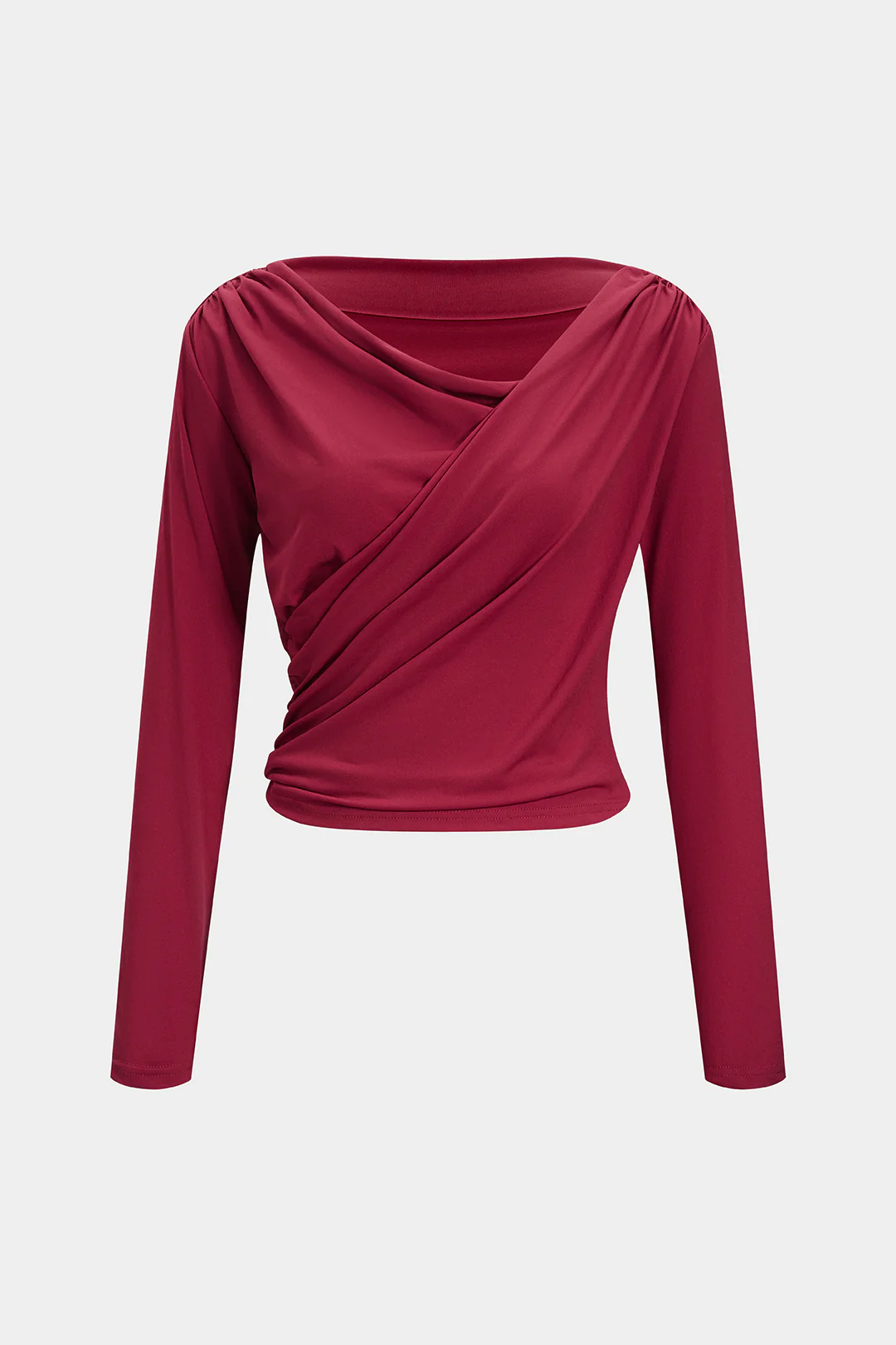 Asymmetrical Ruched Long-Sleeve Top - Flockneti