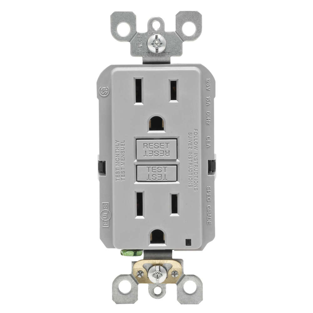Leviton SmartlockPro GFCI Outlet 15A 125V Gray NEMA 5-15R - Flockneti