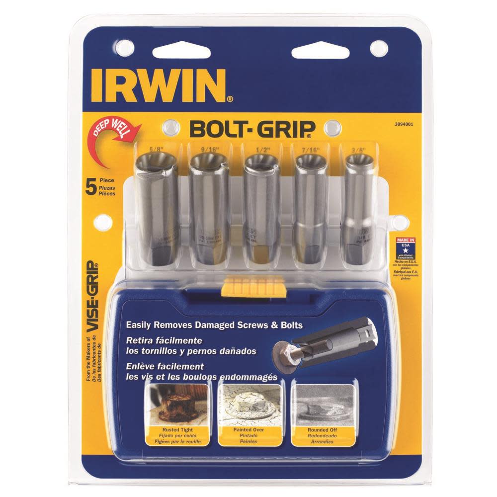 Irwin 5 Pc. Bolt-Grip Deep Well Set - Flockneti