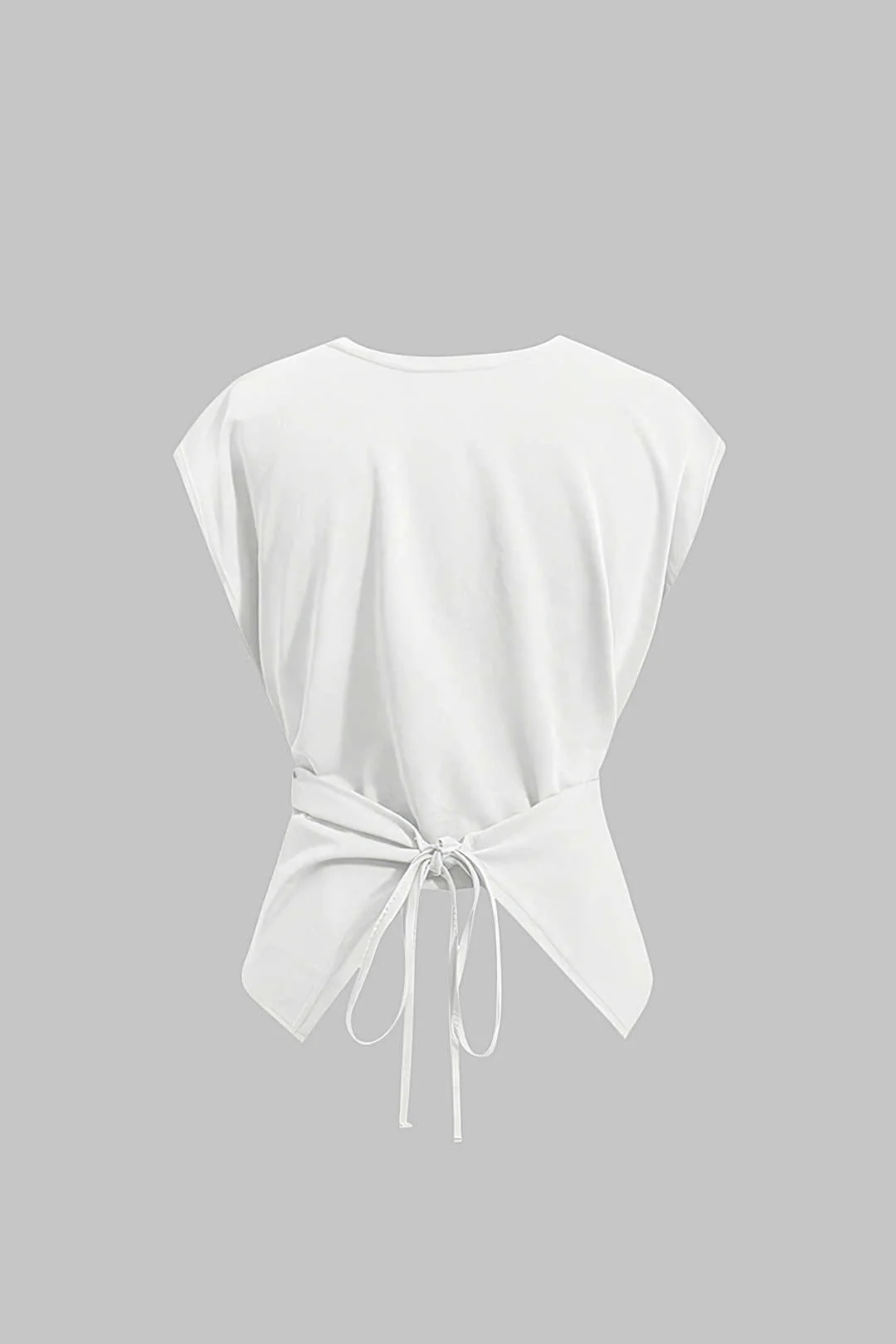 Solid Ruched Tie-Up Crossed T-Shirt - Flockneti