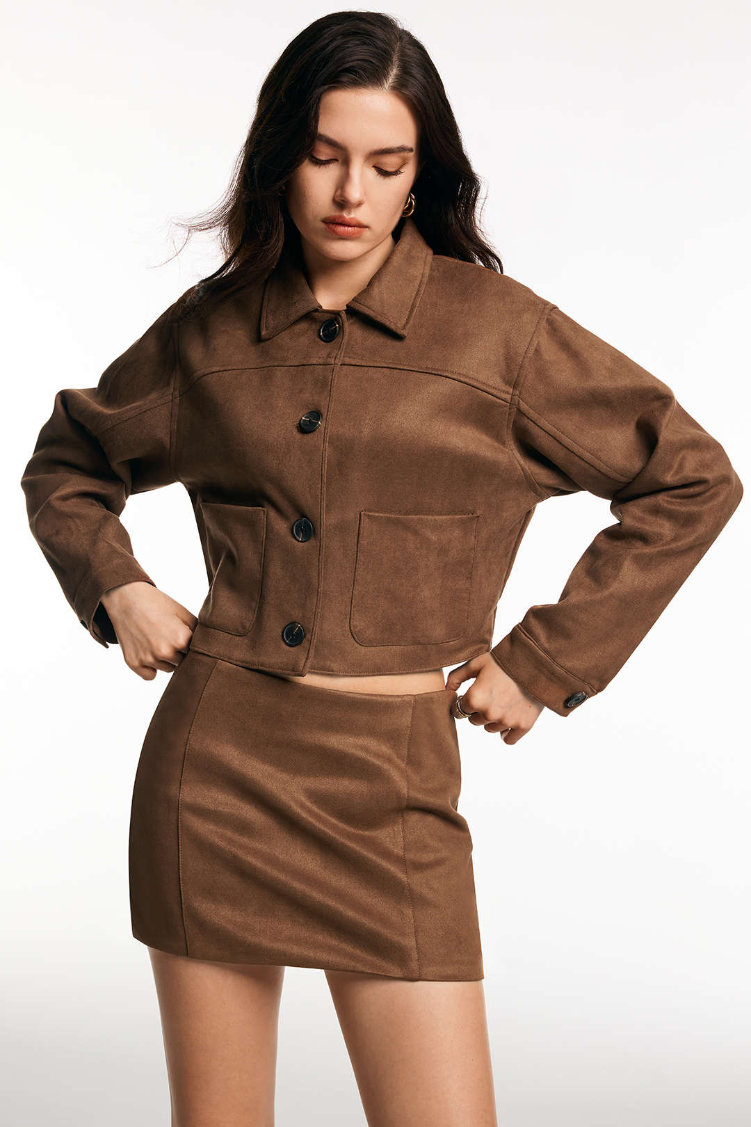 Suede Low Waist Mini Skirt - Flockneti