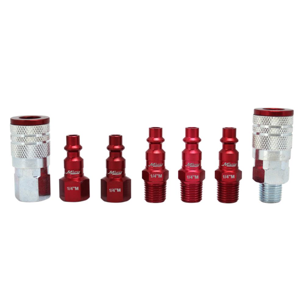 Milton ColorFit S-307MKIT Coupler & Plug Kit – (M-Style Red) – 1/4″ NPT (7-Piece) - Flockneti