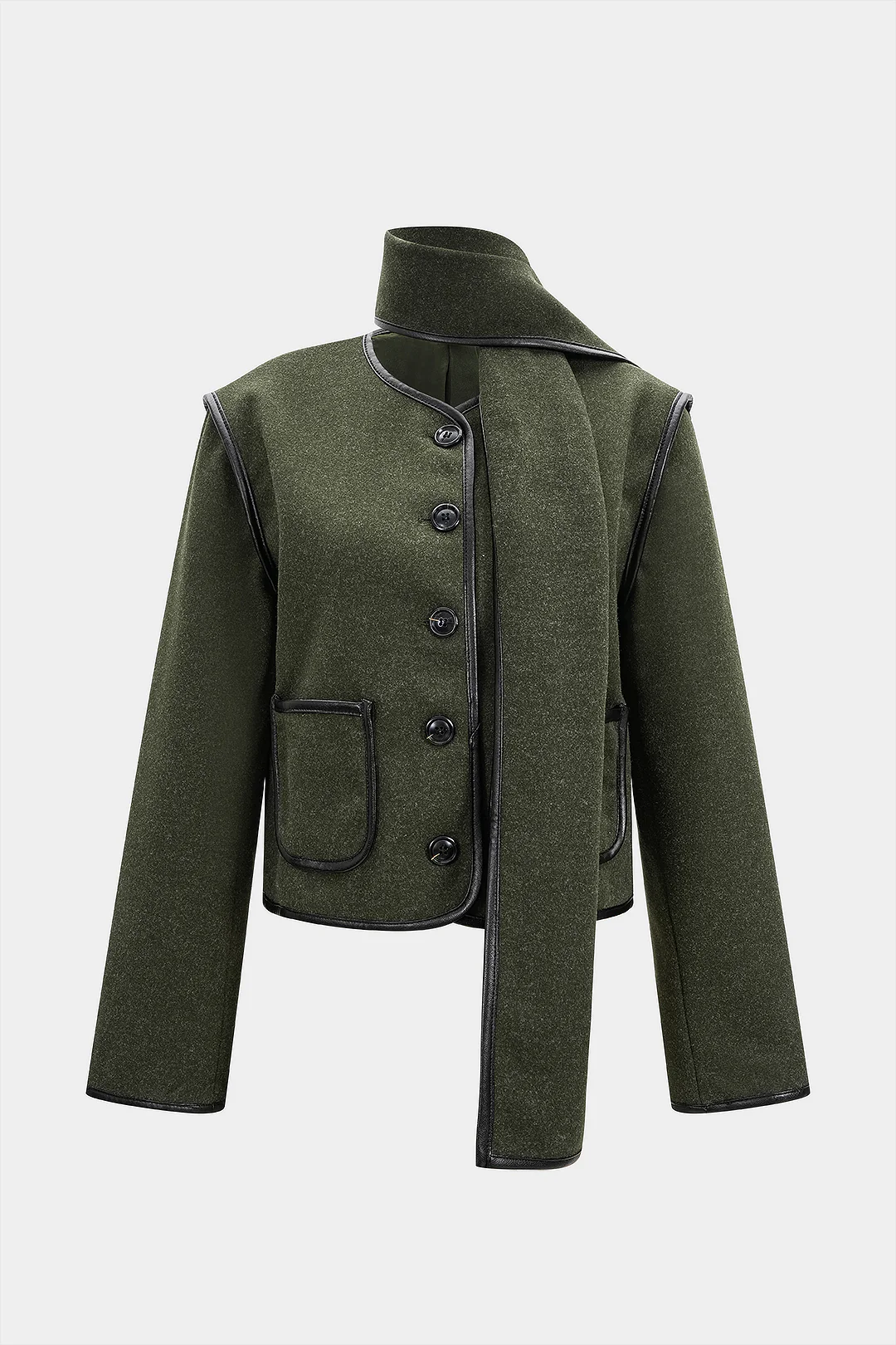 Woolen Piping Scarf Coat - Flockneti