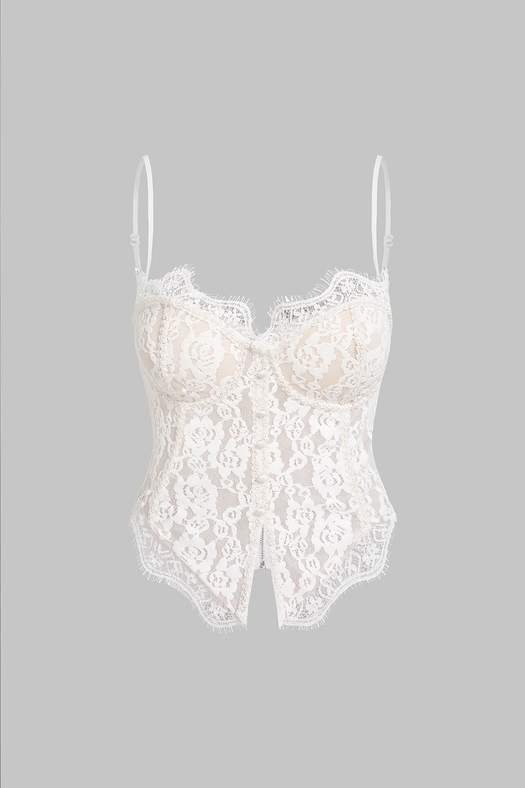 Lace Trim Zipper Cami Top - Flockneti