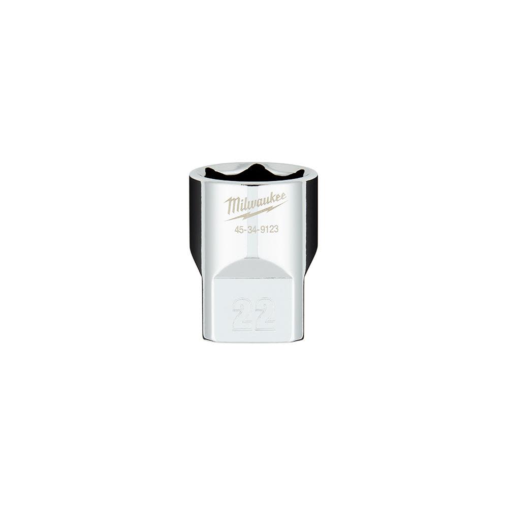 Milwaukee 1/2 in. Drive 22MM Metric 6-Point Socket with FOUR FLAT Sides - Flockneti