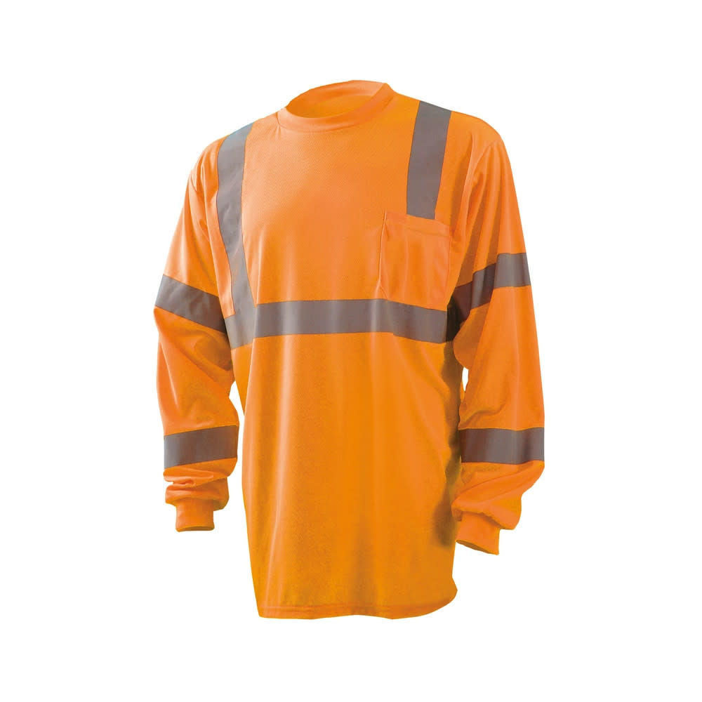Occunomix Hi-Vis Orange Wicking Birdseye T-Shirt Long Sleeve 4X - Flockneti