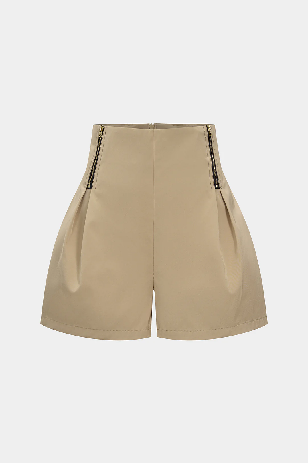 High Waist Ruched Zipper Shorts - Flockneti