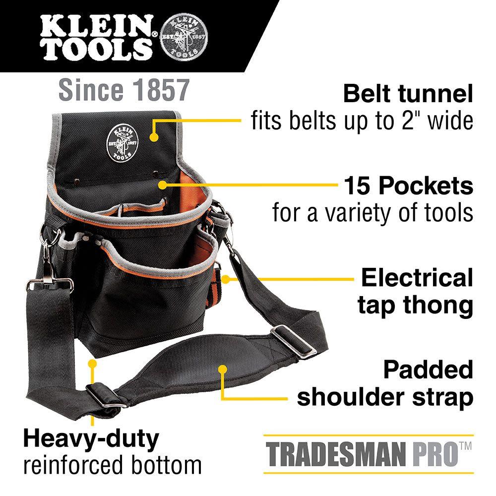 Klein Tools Tradesman Pro 15 Pocket Tool Pouch - Flockneti