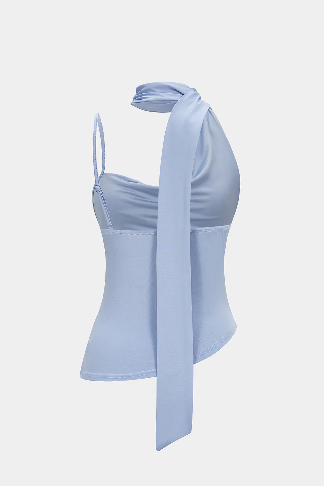 Asymmetrical Halter Neck Ruched Cami Top - Flockneti