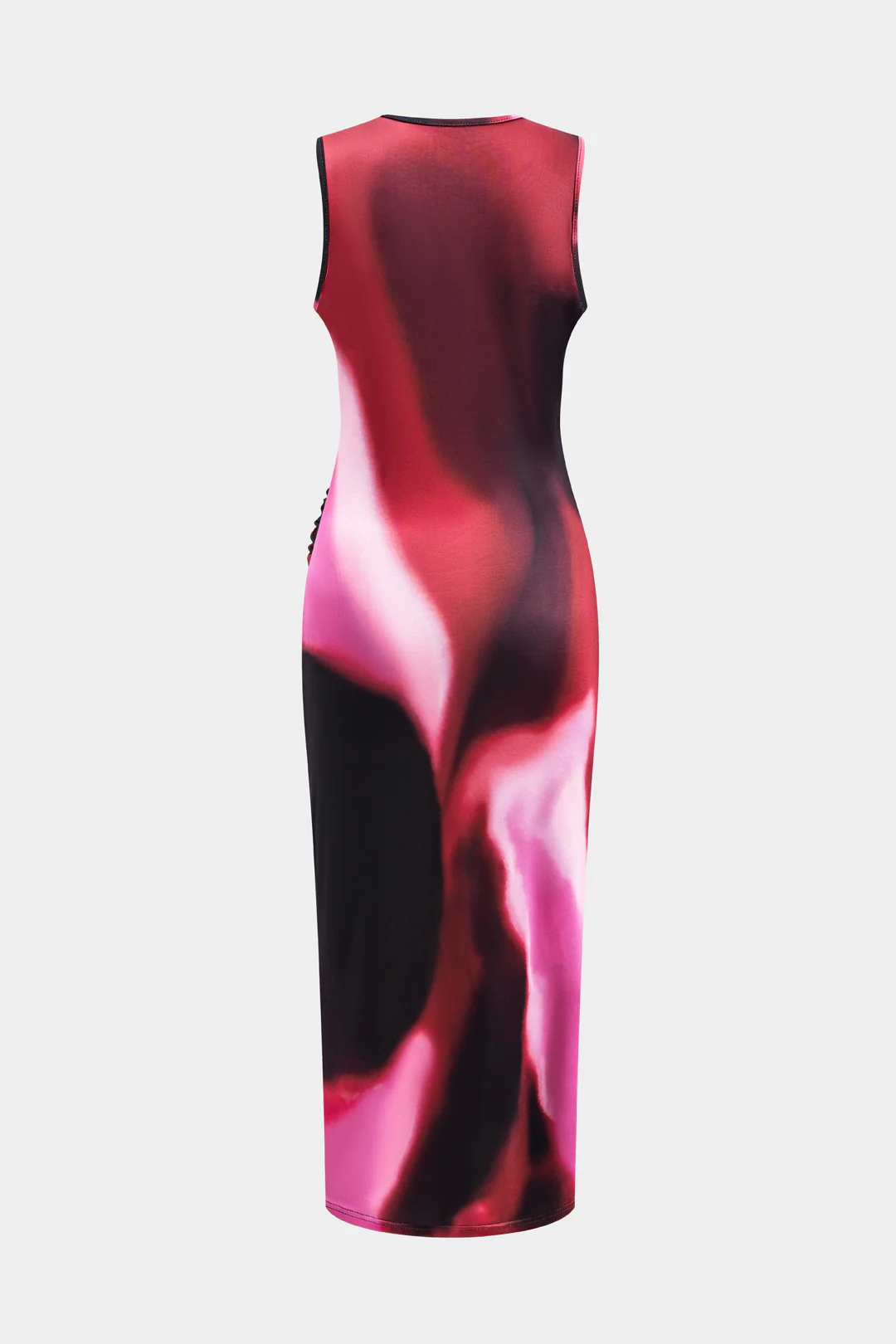 Heart Print Contrast Sleeveless Maxi Dress - Flockneti