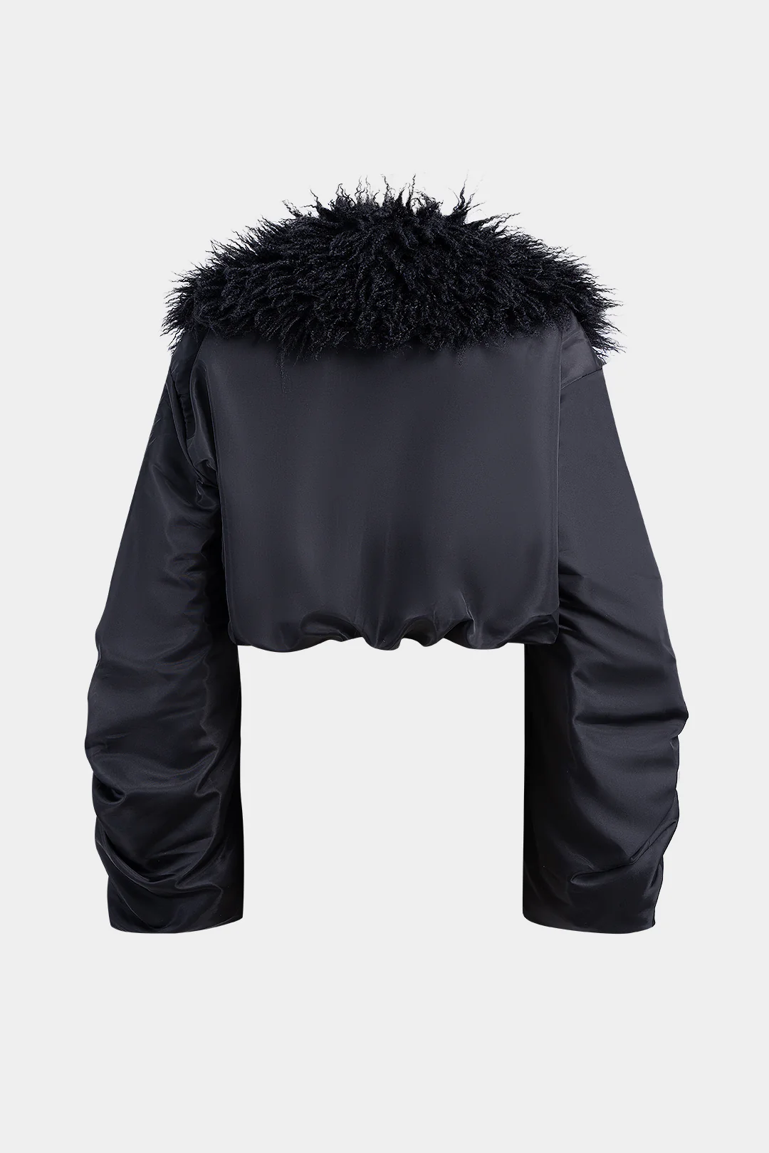 Basic Lamb Wool Collar Drawstring Belt Buckle -Padded Puffer - Flockneti