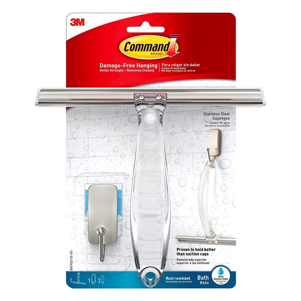 3M Command Metal Bath Squeegee & Satin Nickel Hook - Flockneti