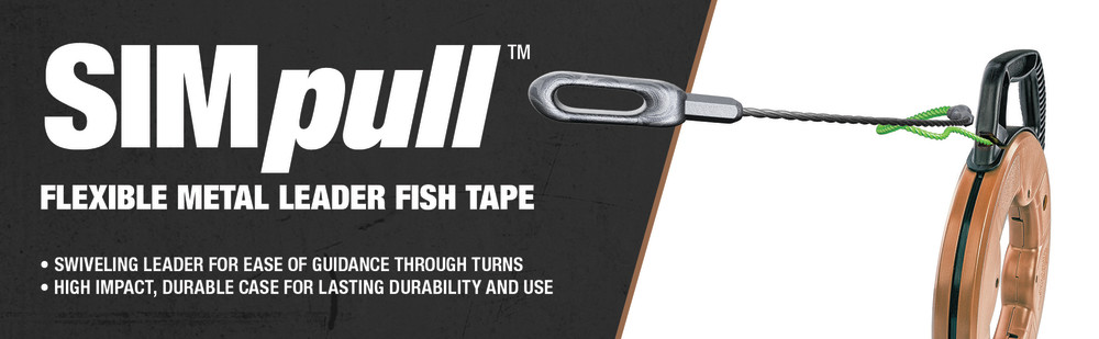 Southwire SIMPULL Fish Tape 4.5mm 125′ Flexible Metal Leader Large Case - Flockneti