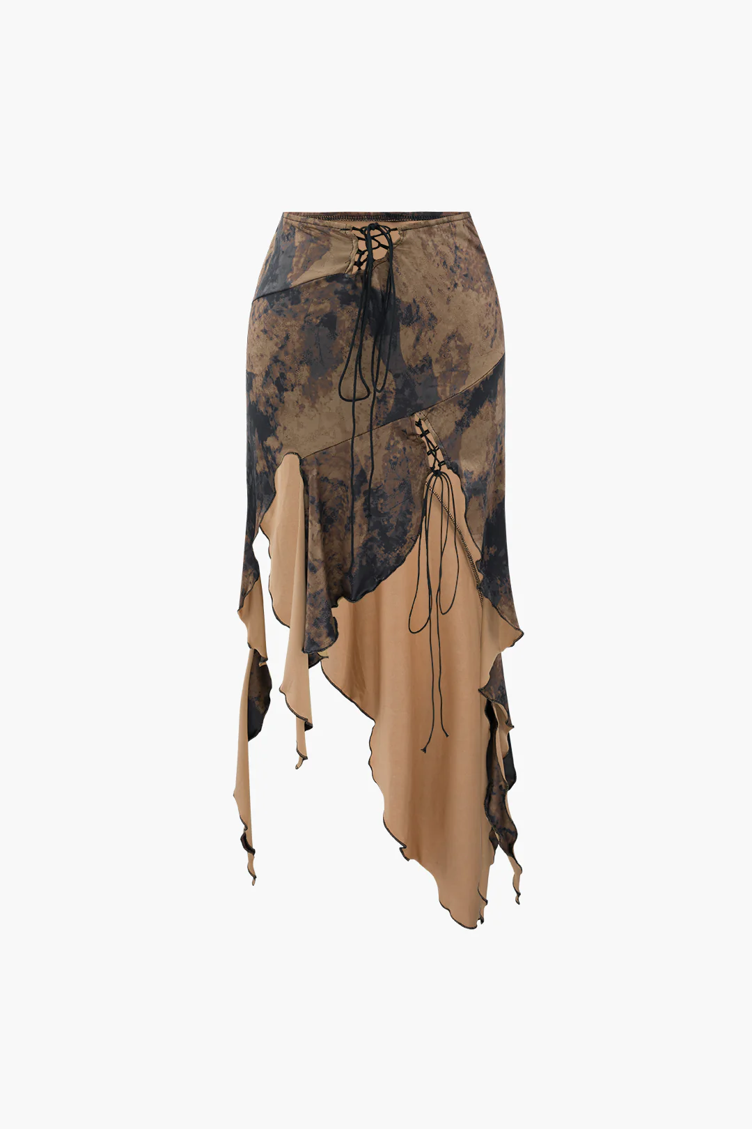 Tie Dye Asymmetric Ruffle Hem Skirt - Flockneti