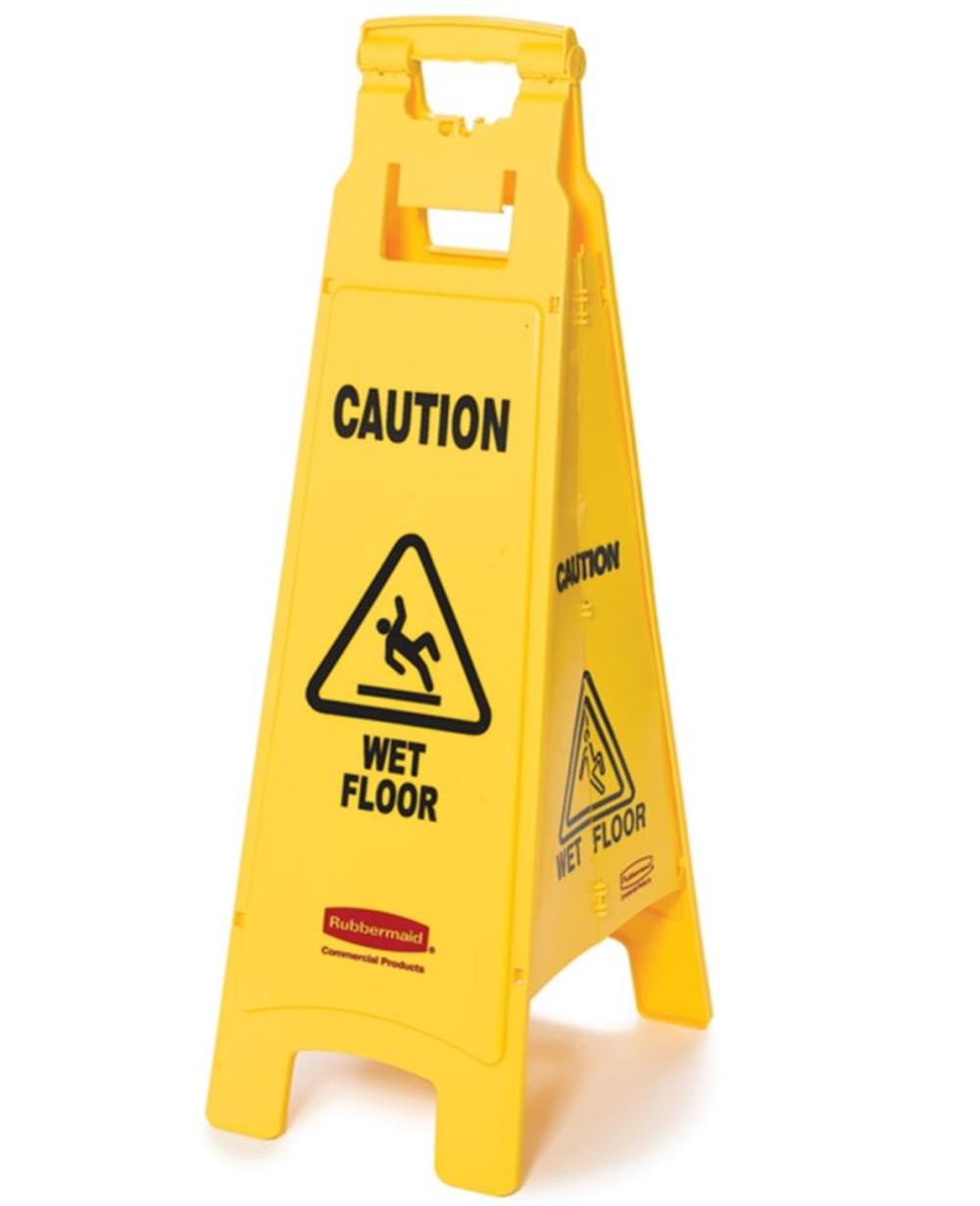 Rubbermaid Floor Sign with Caution Wet Floor Imprint 4-Sided - Flockneti