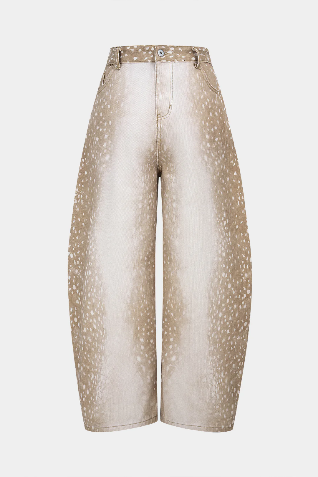 Denim Contrast Print Wide Leg Jeans - Flockneti