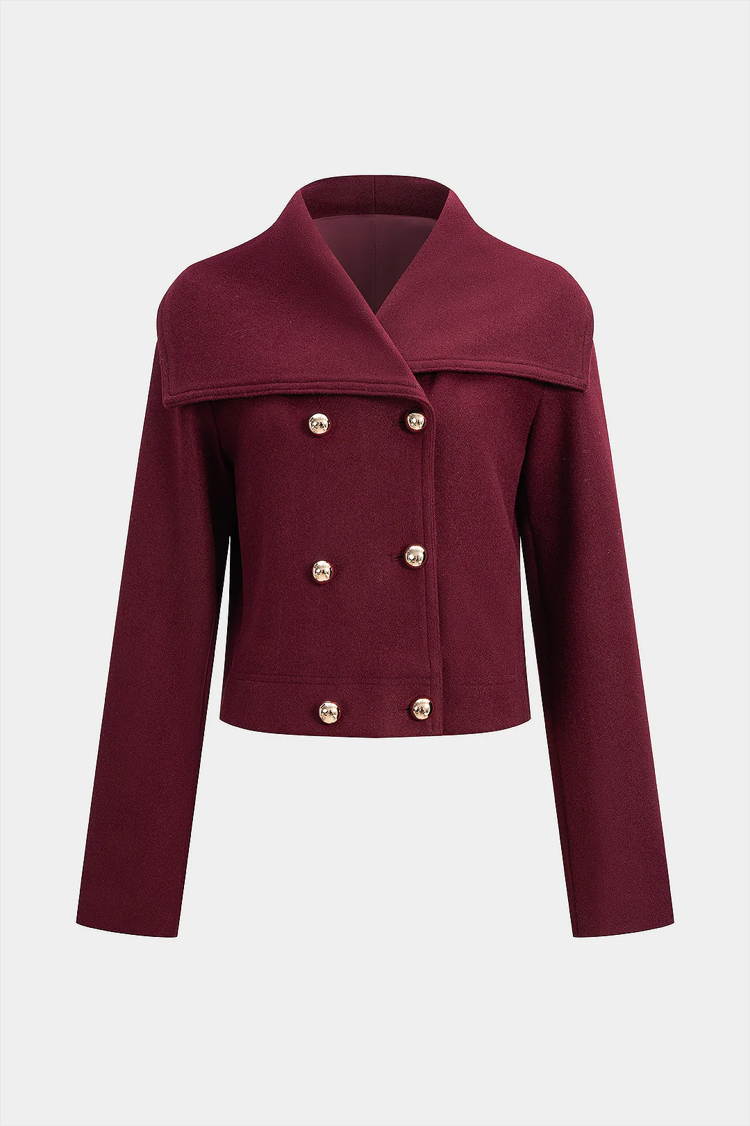 Woolen Textured Button Double Breasted Coat - Flockneti