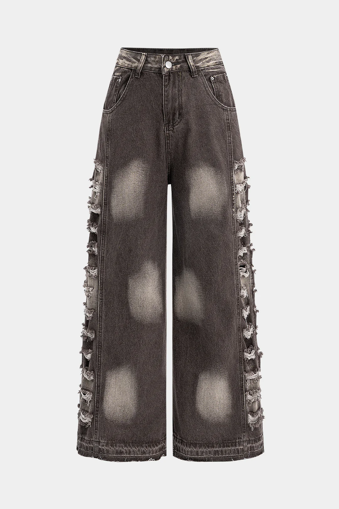 Denim Distressed Hollow Out Jeans - Flockneti