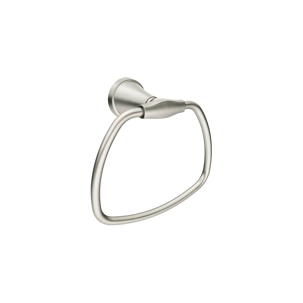 Moen Tiffin Brushed Nickel Towel Ring with Press & Mark Stamp - Flockneti