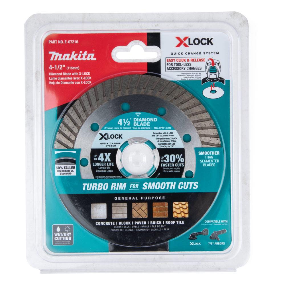 Makita X-LOCK 4-1/2″ Turbo Rim Diamond Blade for Masonry Cutting - Flockneti