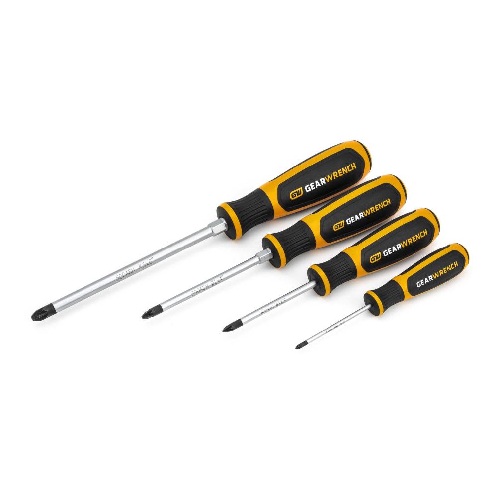GEARWRENCH 4 Pc Pozidriv Dual Material Screwdriver Set - Flockneti