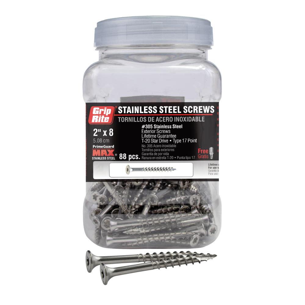 Grip Rite PrimeGuard Max Deck Screws Stainless 2″ Star Drive Head 88 Screws - Flockneti