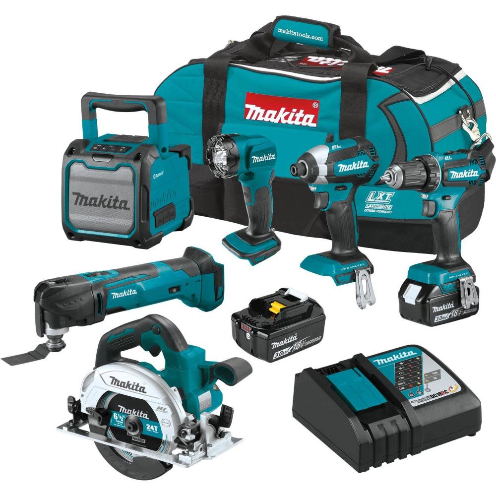 Makita 18V LXT Lithium-Ion Cordless 6-Piece Combo Kit (3.0Ah) - Flockneti