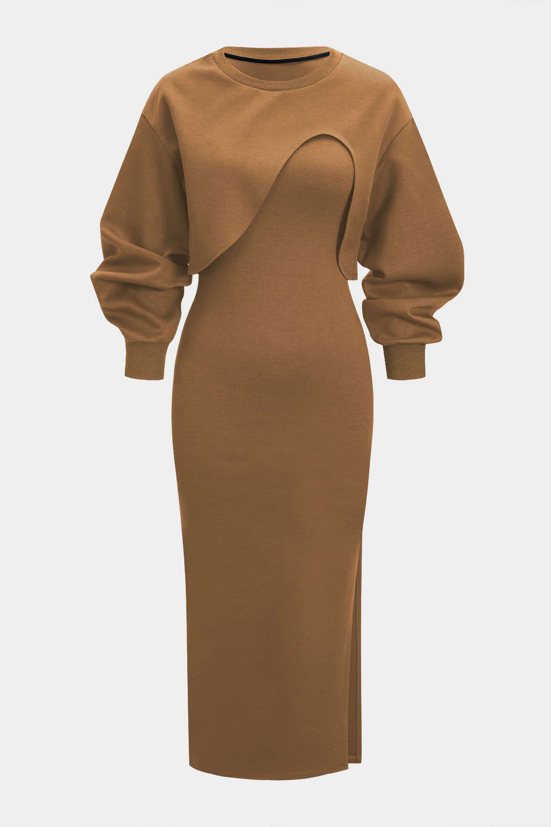 Asymmetrical Long-Sleeve Top And Sleeveless Dress Set - Flockneti