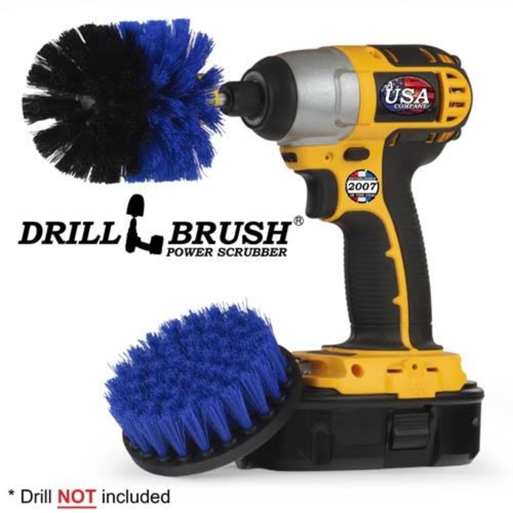 Drill Brush Pool & Marine Cleaning Kit Medium Stiff Nylon Bristles 2pc - Flockneti
