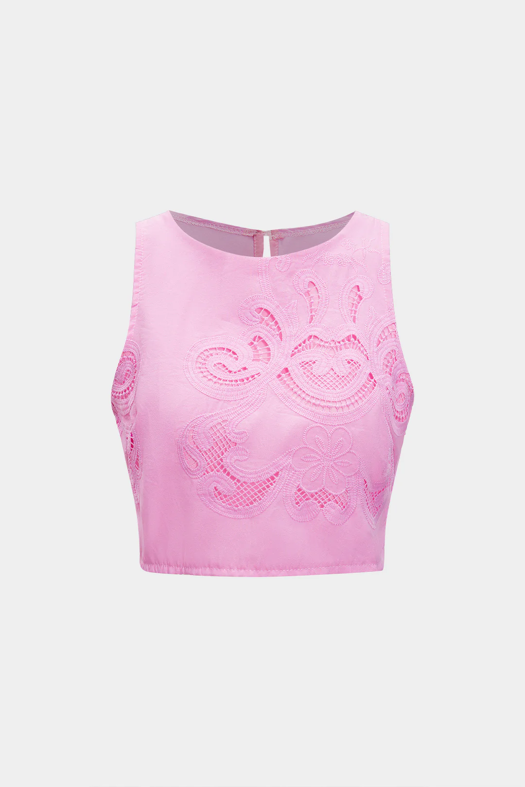 Hollow Out Embroidery Tank Top And Skirt Set - Flockneti