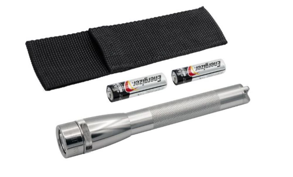 Maglite Flashlight with Holster Mini Pro LED 2 Cell AA Silver - Flockneti