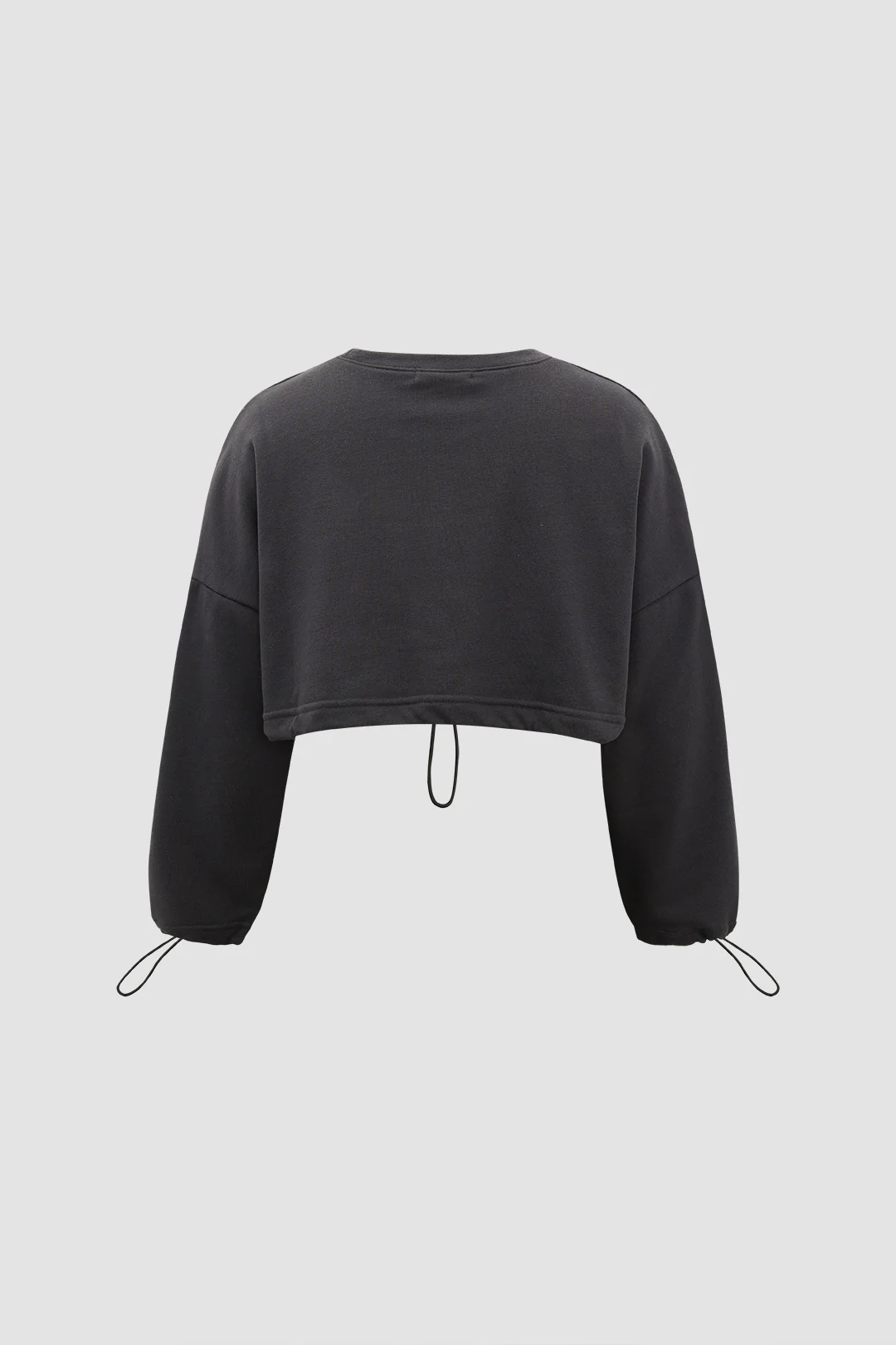 Round Neck Drawstring Long-Sleeve Top - Flockneti