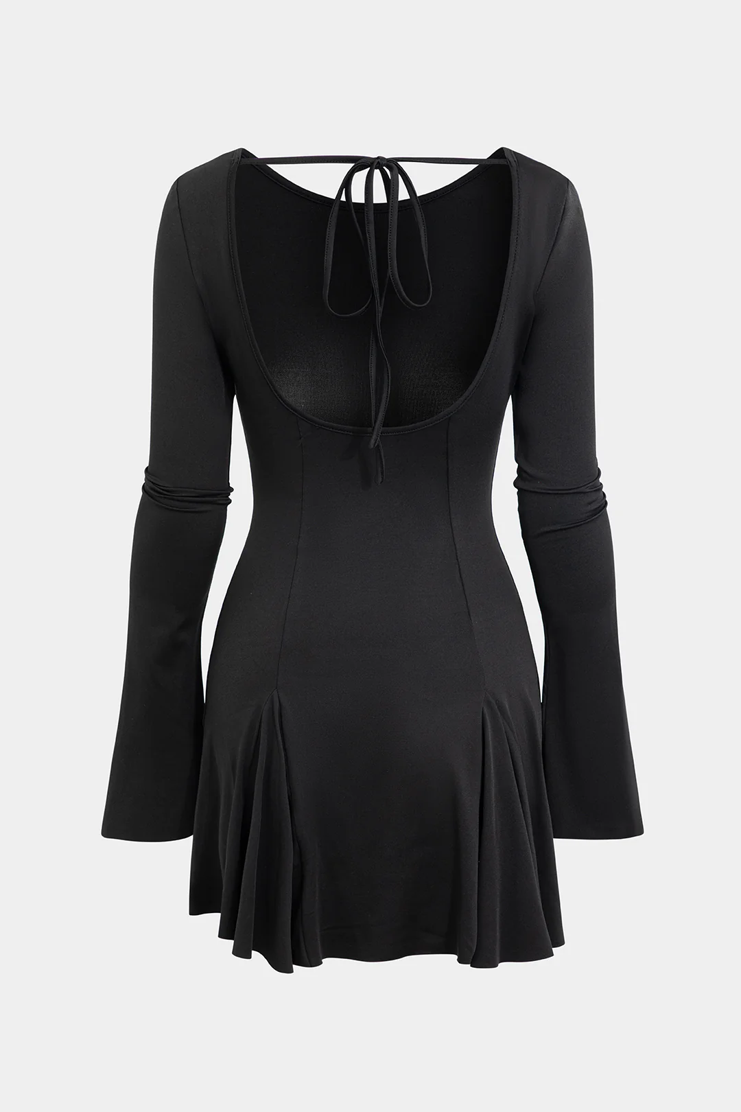 Tie-Back Long Sleeve Backless Mini Dress - Flockneti