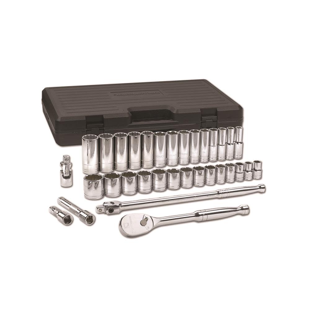GEARWRENCH 33 pc. 1/2″ Drive 12 Point Standard & Deep SAE Mechanics Tool Set - Flockneti