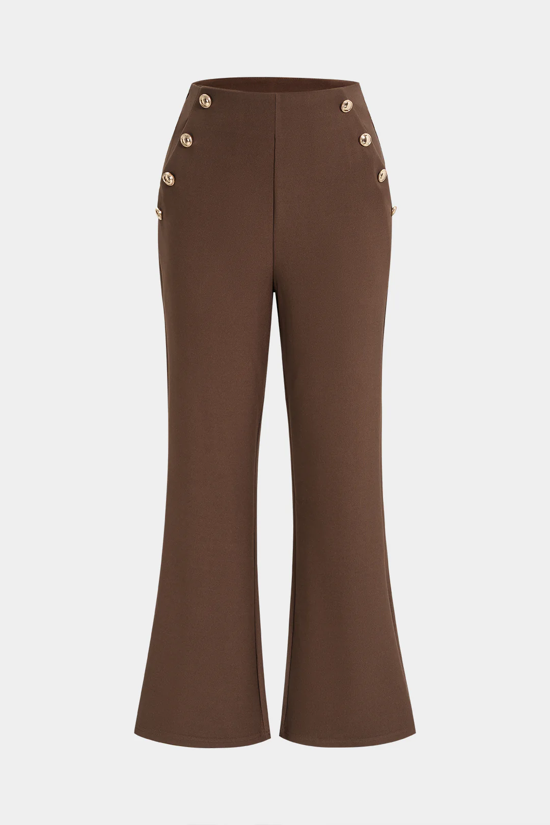 High Waist Button Flared Pants - Flockneti