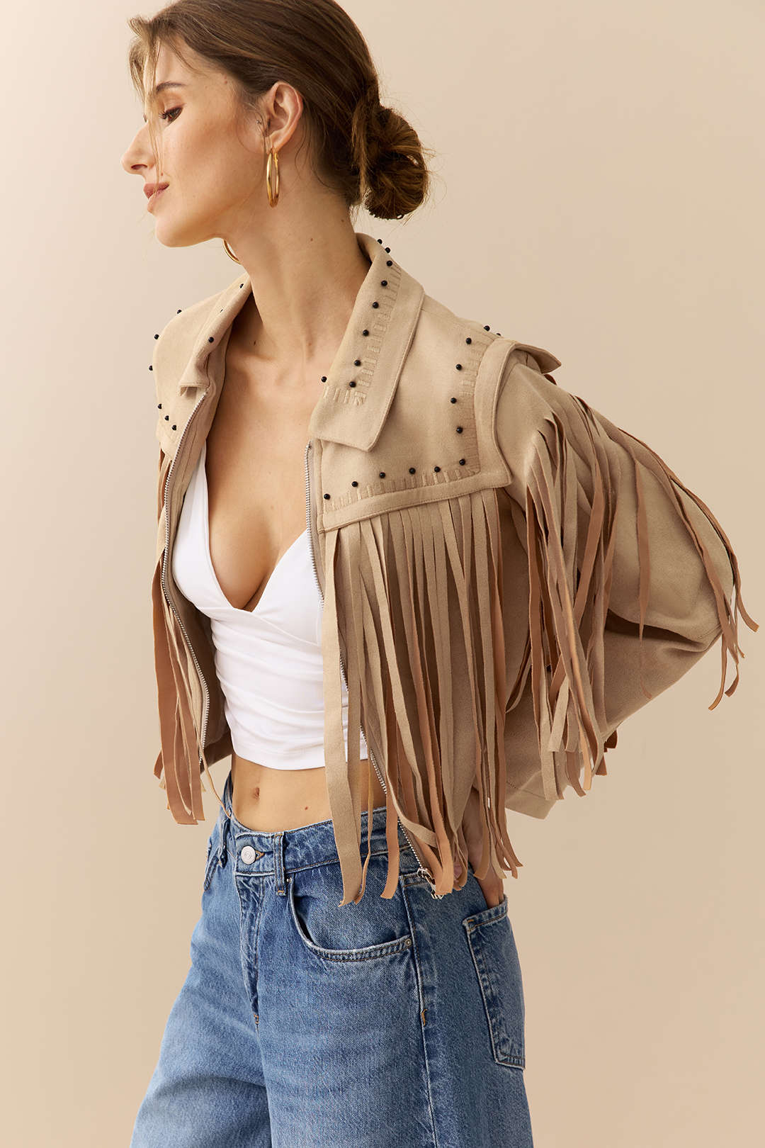 Suede Zipper Fringe Jacket - Flockneti