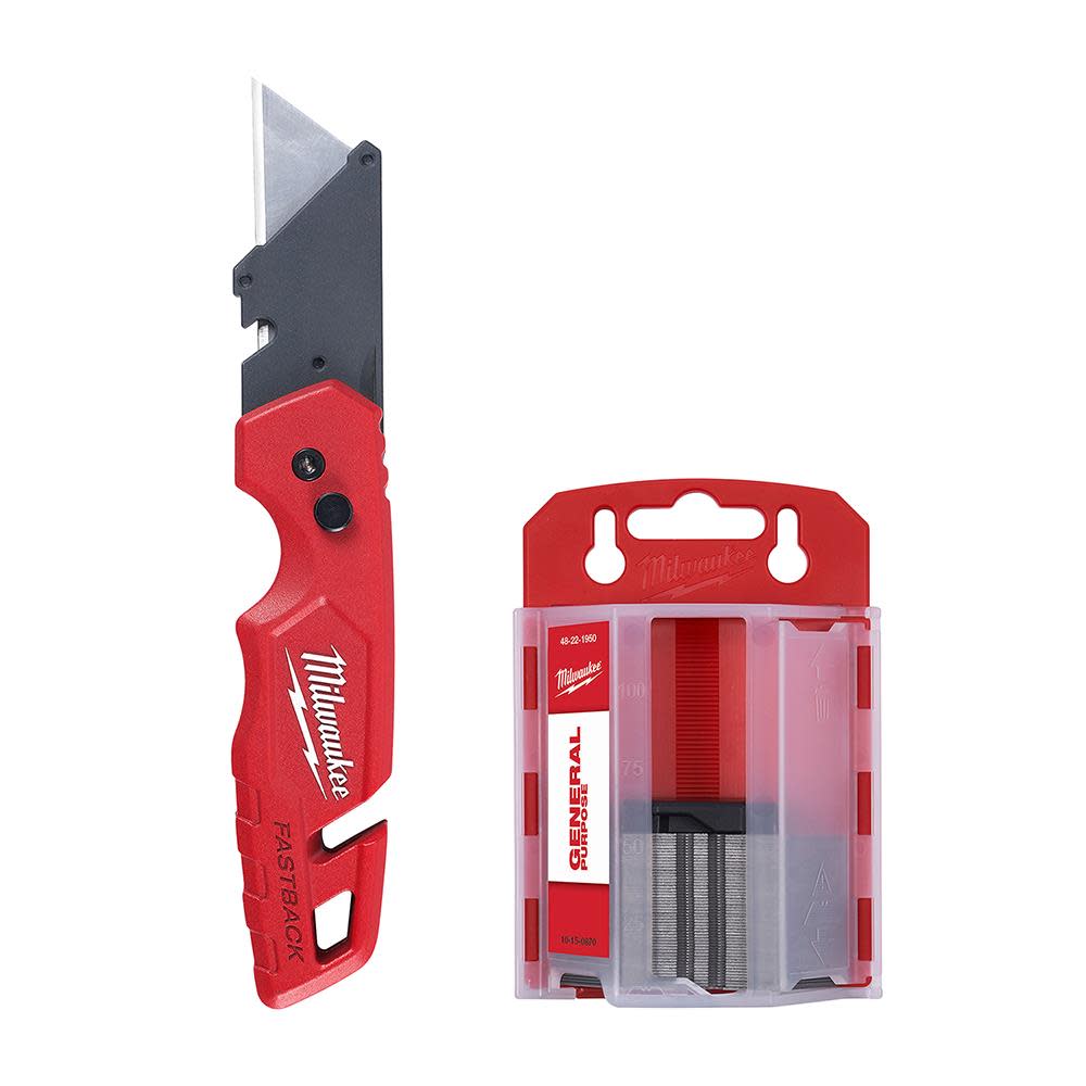 Milwaukee FASTBACK with Storage & 50PC General Utility Blades Set - Flockneti