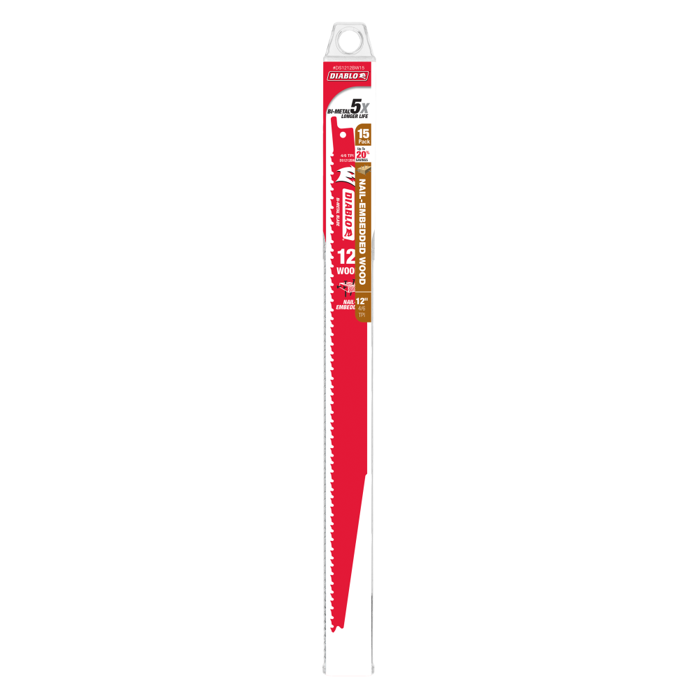 Diablo Tools 12″ Bi Metal Reciprocating Blade for Nail Embedded Wood 15pk - Flockneti