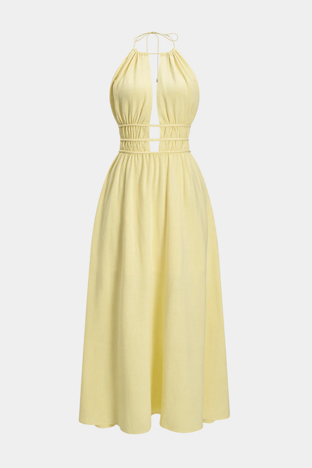 Halter Neck Cut Out Sleeveless Maxi Dress - Flockneti