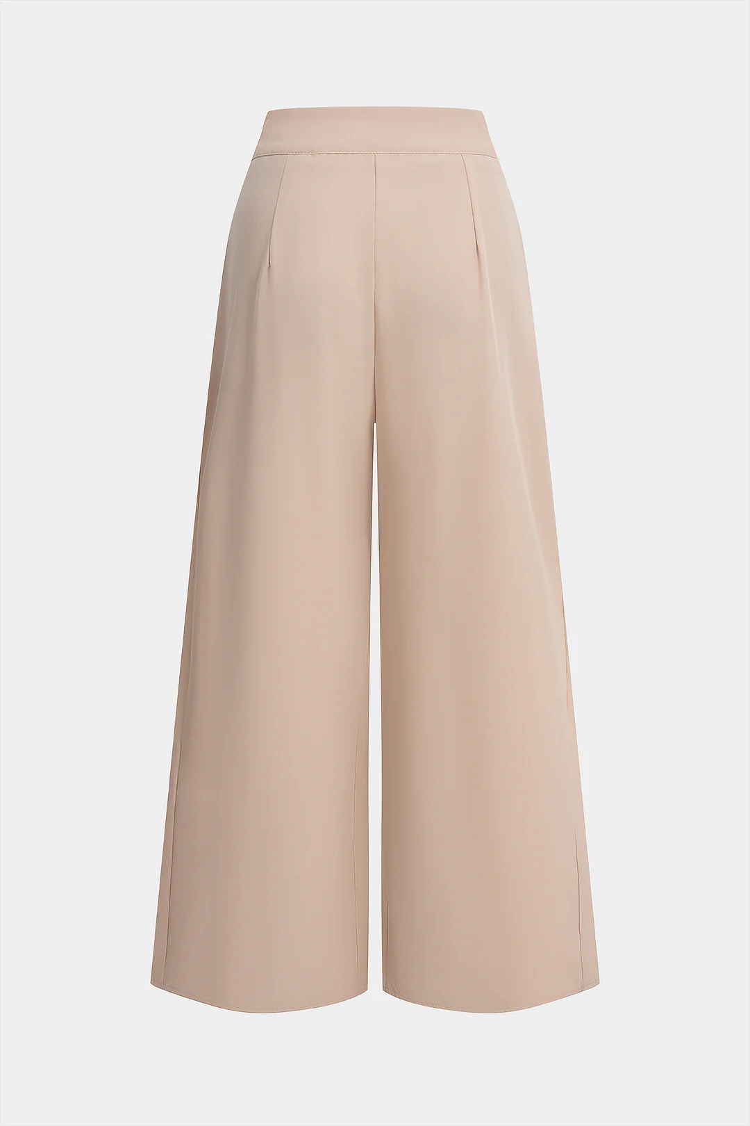 Solid High Waist Zipper Wide Leg Pants - Flockneti