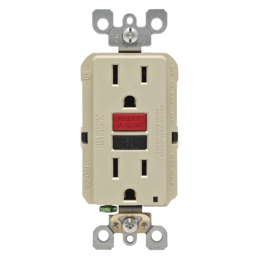 Leviton SmartlockPro GFCI Outlet 15A 125V Duplex Ivory NEMA 5-15R - Flockneti