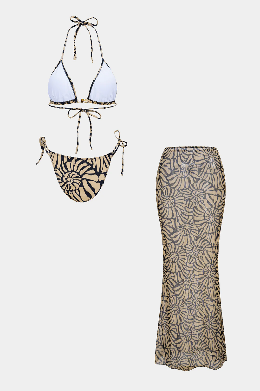 Contrast Print Tie-Up Bikini Set - Flockneti