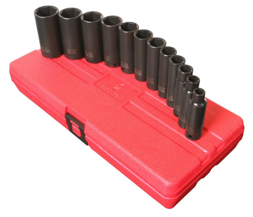 Sunex 12 pc. 3/8 In. Dr. SAE Deep Impact Socket Set - Flockneti