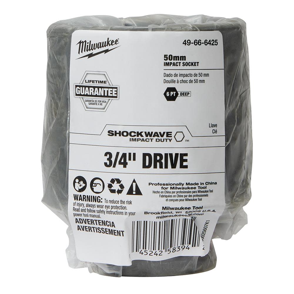 Milwaukee SHOCKWAVE Impact Duty Socket 3/4″ Drive 50MM Deep 6 Point - Flockneti