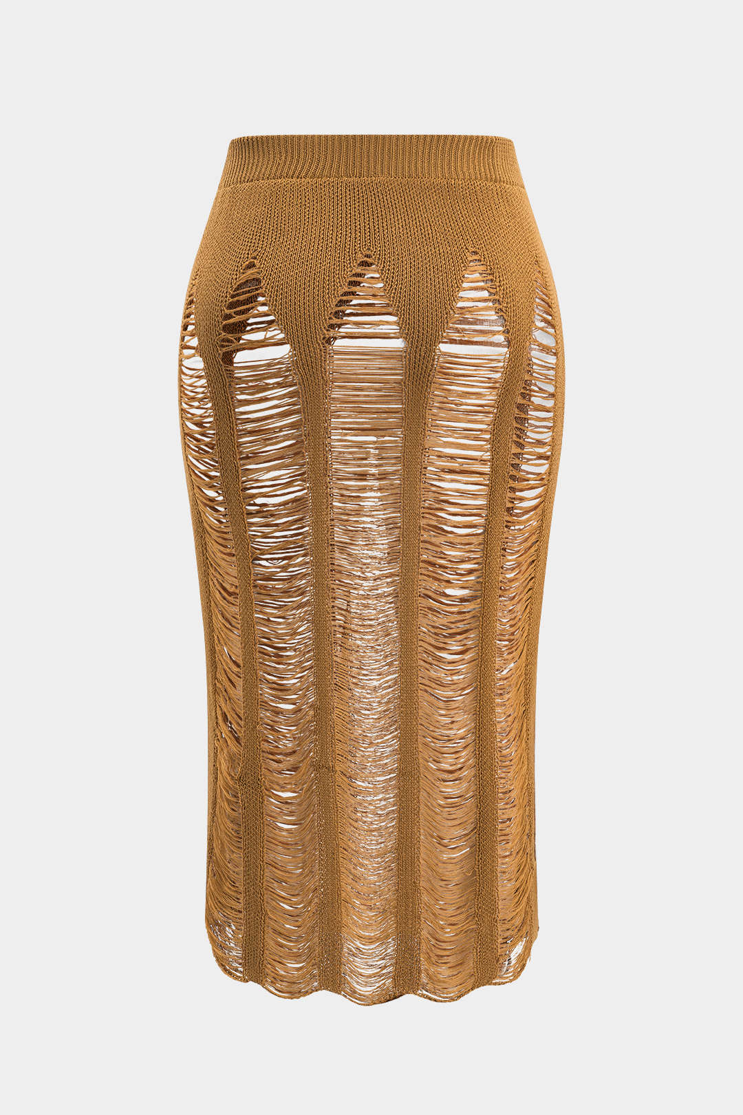 Plus Size Knit Distressed Ladder Skirt - Flockneti