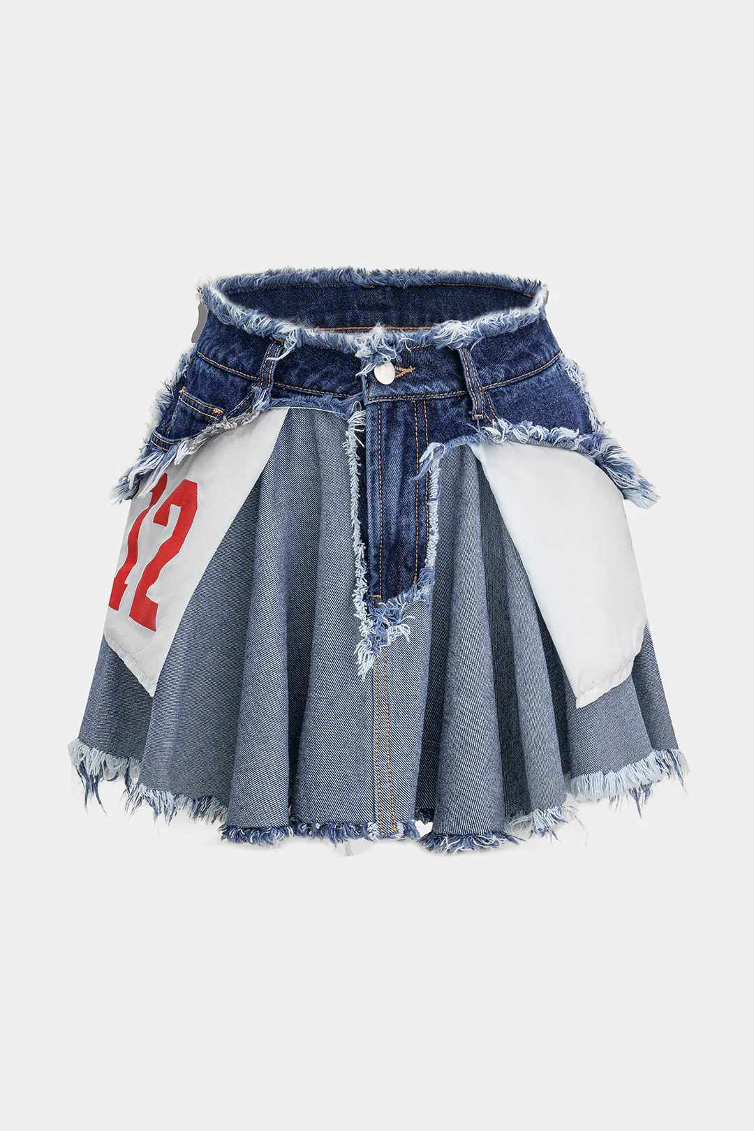 Denim Ripped Frayed Skirt - Flockneti