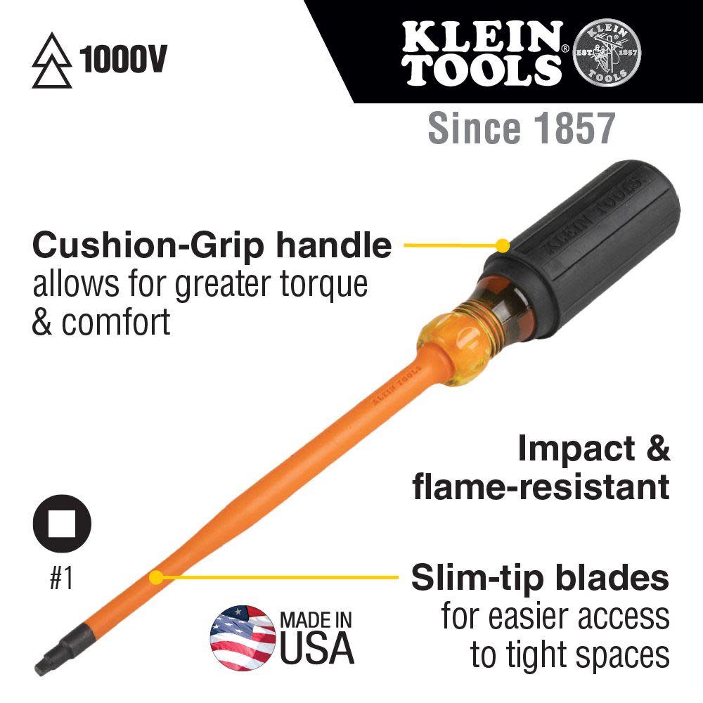 Klein Tools Insulated Screwdriver #1 SQ 4″ - Flockneti