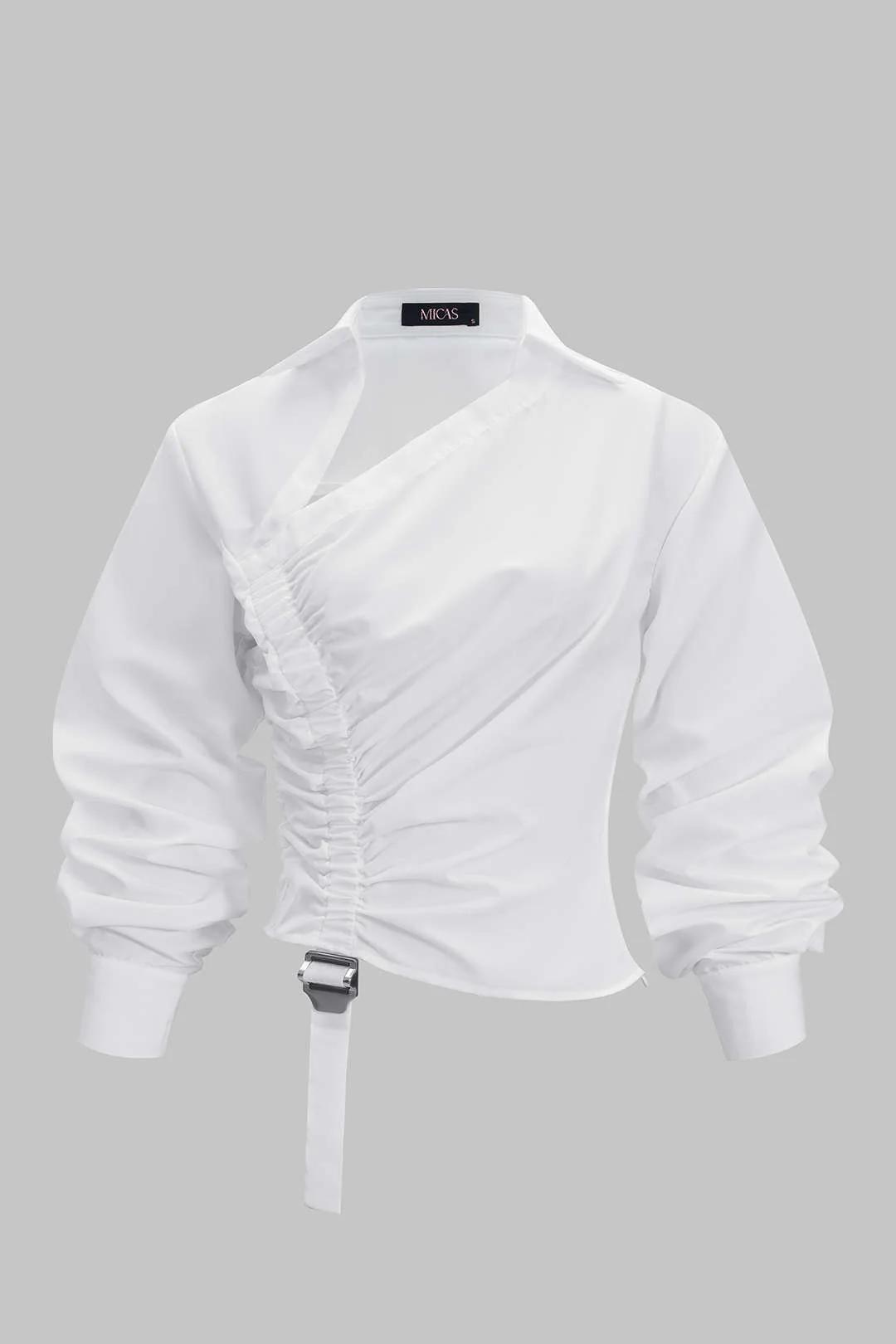 Ruched Drawstring Long-Sleeve Shirt - Flockneti