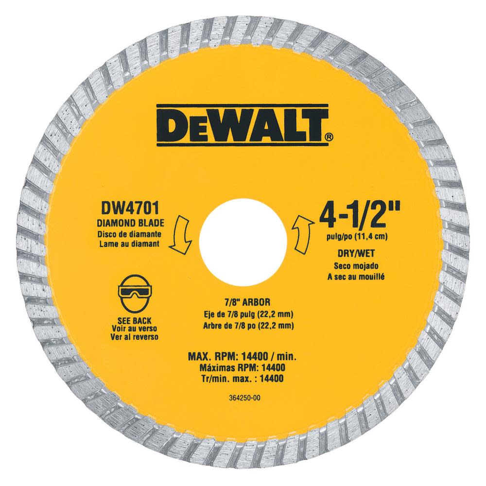 DEWALT 4.5 In Industrial Wet/Dry Diamond Masonry Blade - Flockneti