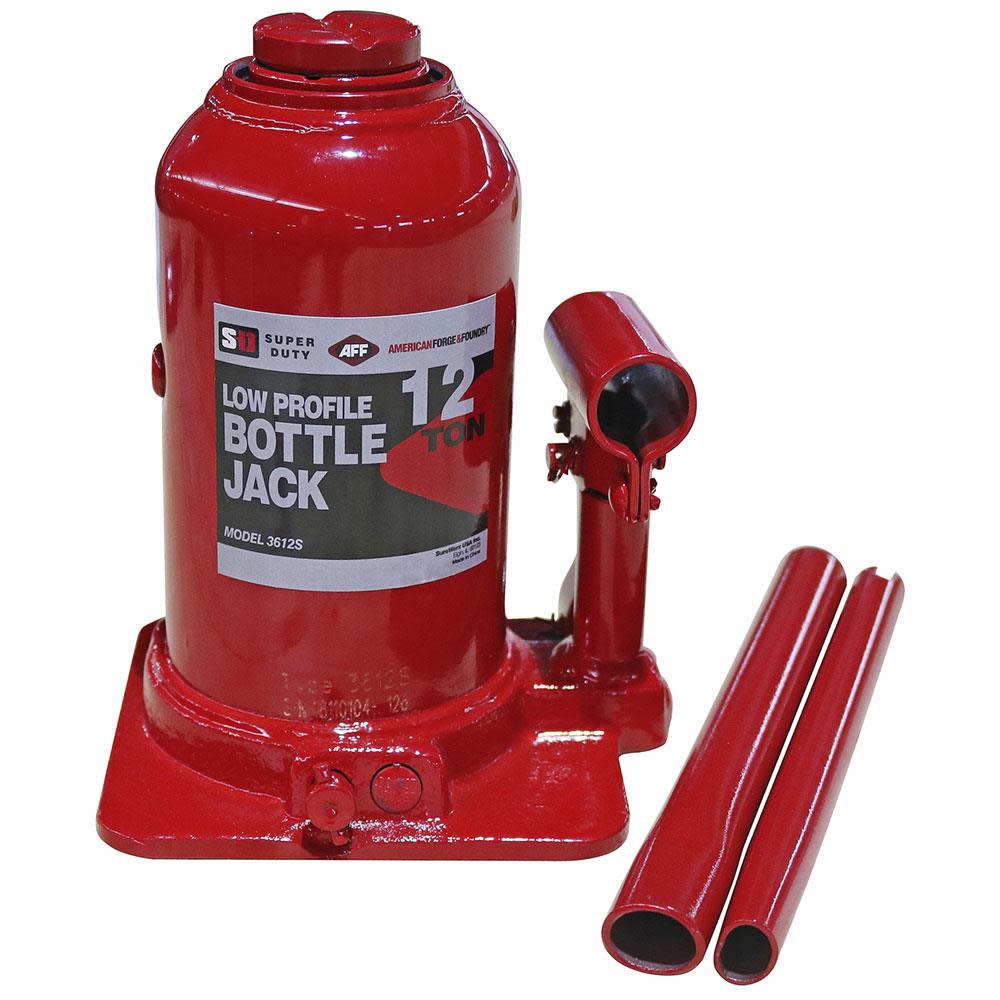 American Forge Super Duty 12 Ton Low Profile Hydraulic Bottle Jack Manual Welded Cylinder - Flockneti